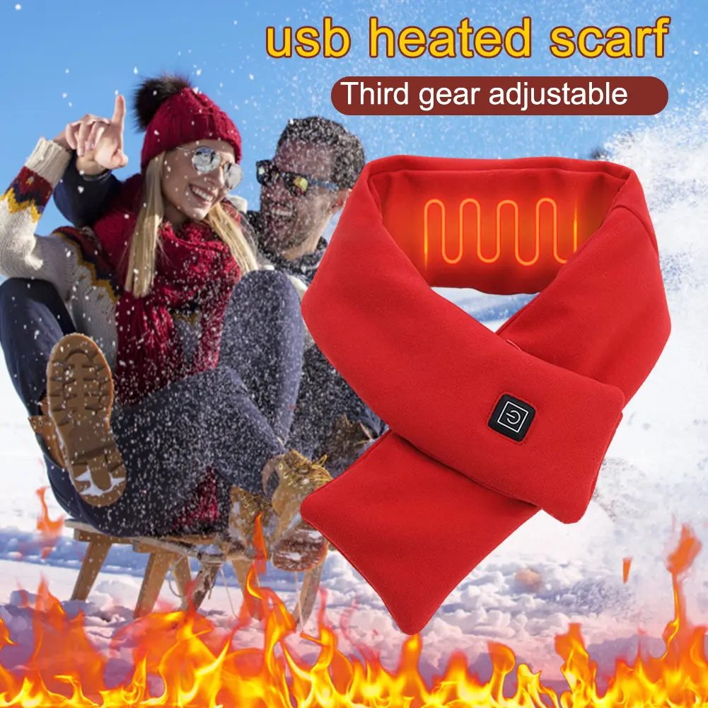 Electric Heated Scarf USB Charging Neck Heating Pad Cold-Proof Thermal Neck Wrap Warmer Washable for Outdoor Camping Hiking