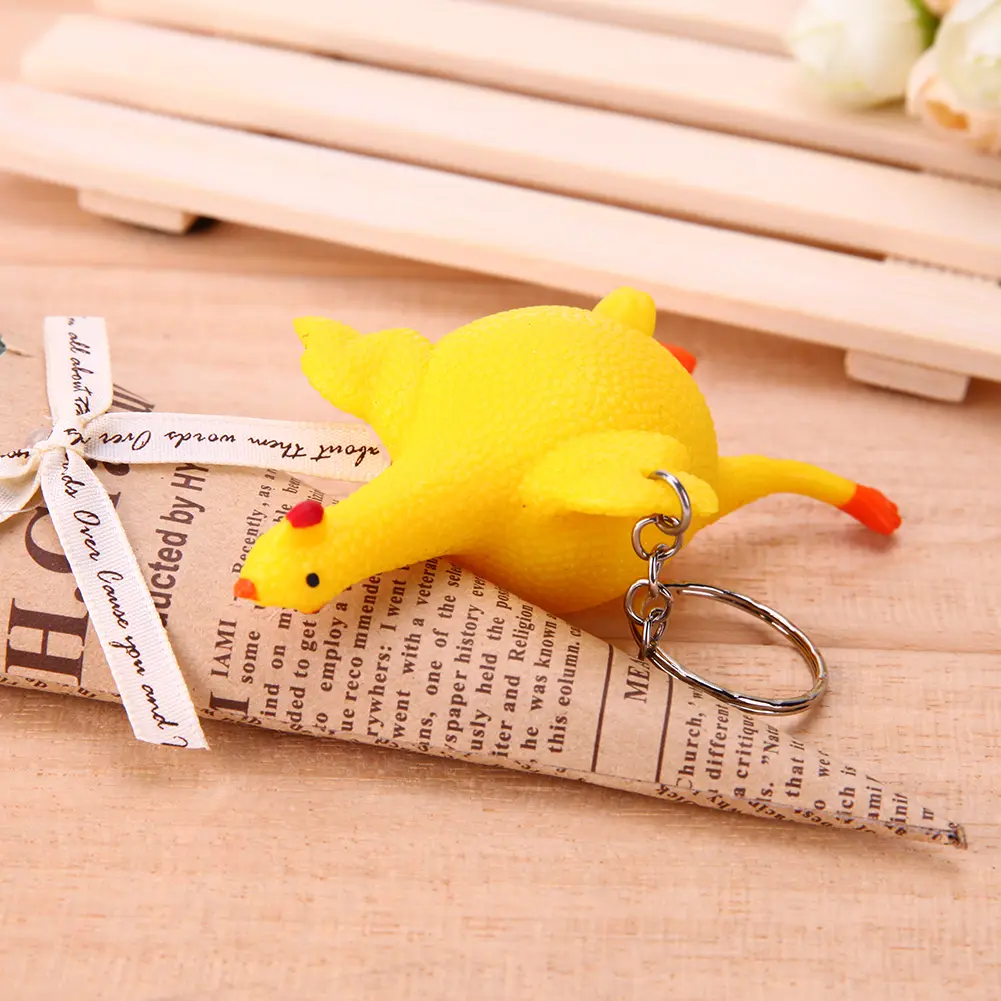PVC Chicken Laying Egg Key Buckle Portable Vent Chicken Toy Lightweight Elastic Soft Decompression for Children Holiday Gift