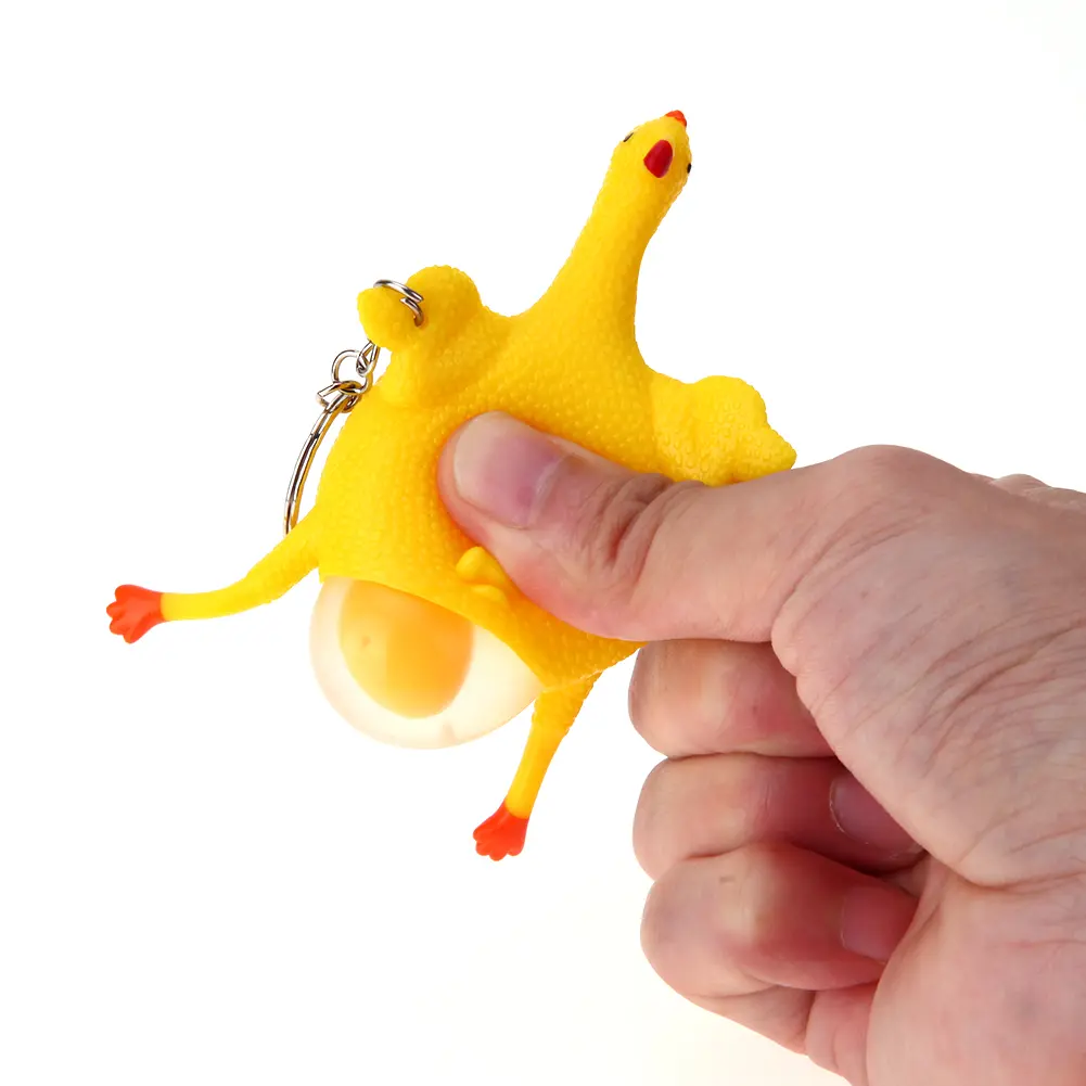 PVC Chicken Laying Egg Key Buckle Portable Vent Chicken Toy Lightweight Elastic Soft Decompression for Children Holiday Gift