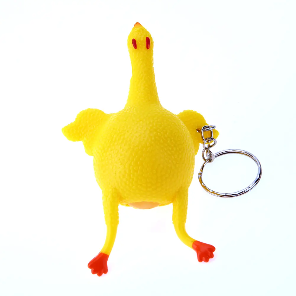 PVC Chicken Laying Egg Key Buckle Portable Vent Chicken Toy Lightweight Elastic Soft Decompression for Children Holiday Gift