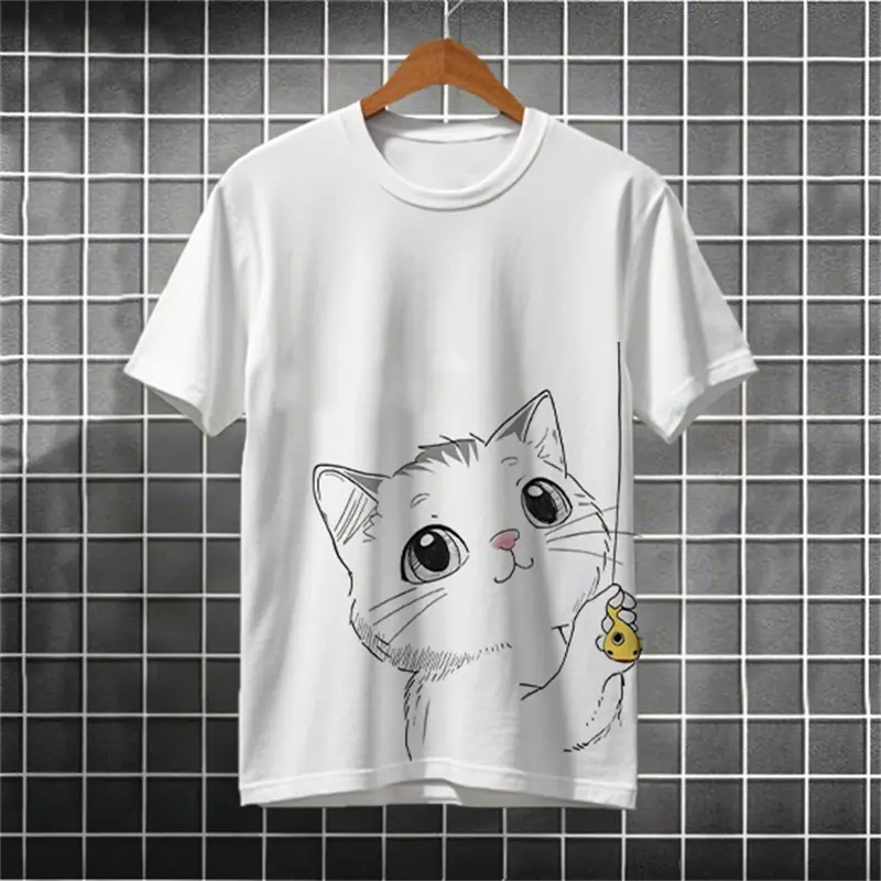 Cute Cartoon Cats Graphic T Shirts For Men Summer Fashion Short Sleeve 3D Animal Printed T-shirts Loose Streetwear Harajuku Tees