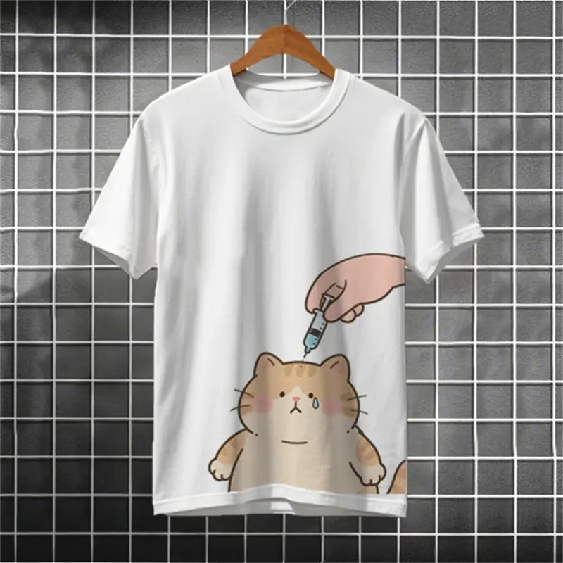 Cute Cartoon Cats Graphic T Shirts For Men Summer Fashion Short Sleeve 3D Animal Printed T-shirts Loose Streetwear Harajuku Tees