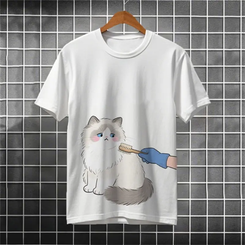 Cute Cartoon Cats Graphic T Shirts For Men Summer Fashion Short Sleeve 3D Animal Printed T-shirts Loose Streetwear Harajuku Tees