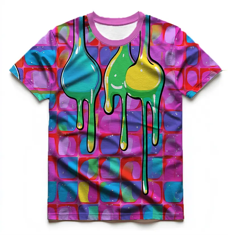 Colorful Rainbow Graffiti Graphic T Shirts For Men Summer Fashion Streetwear Short Sleeve 3D Printed T-shirts Casual Loose Tees