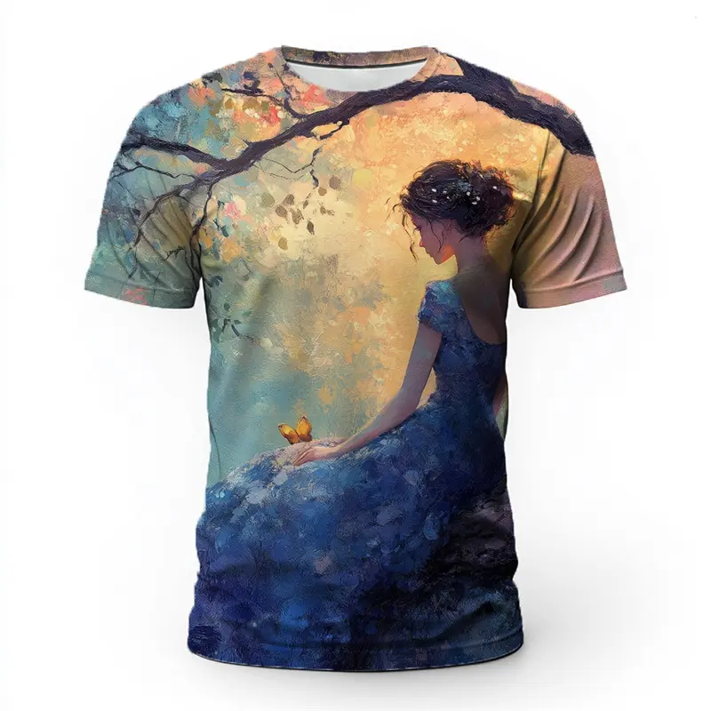 Artistic Beauty Pattern T Shirts For Men Summer Fashion Streetwear 3D Printed O Neck T-shirts Trendy Oversized Breathable Tees