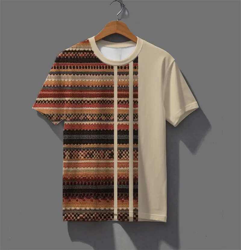 Retro Ethnic Style Pattern T Shirts For Men Summer Casual Short Sleeve 3D Printed Crew Neck Tees Loose Streetwear Breathable Top