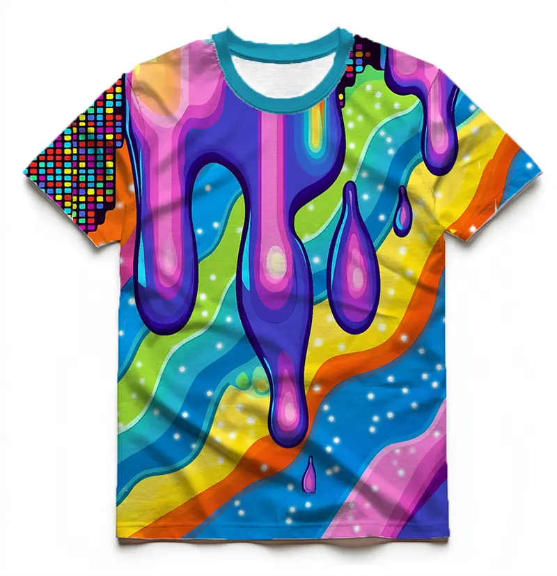 Colorful Rainbow Graffiti Graphic T Shirts For Men Summer Fashion Streetwear Short Sleeve 3D Printed T-shirts Casual Loose Tees