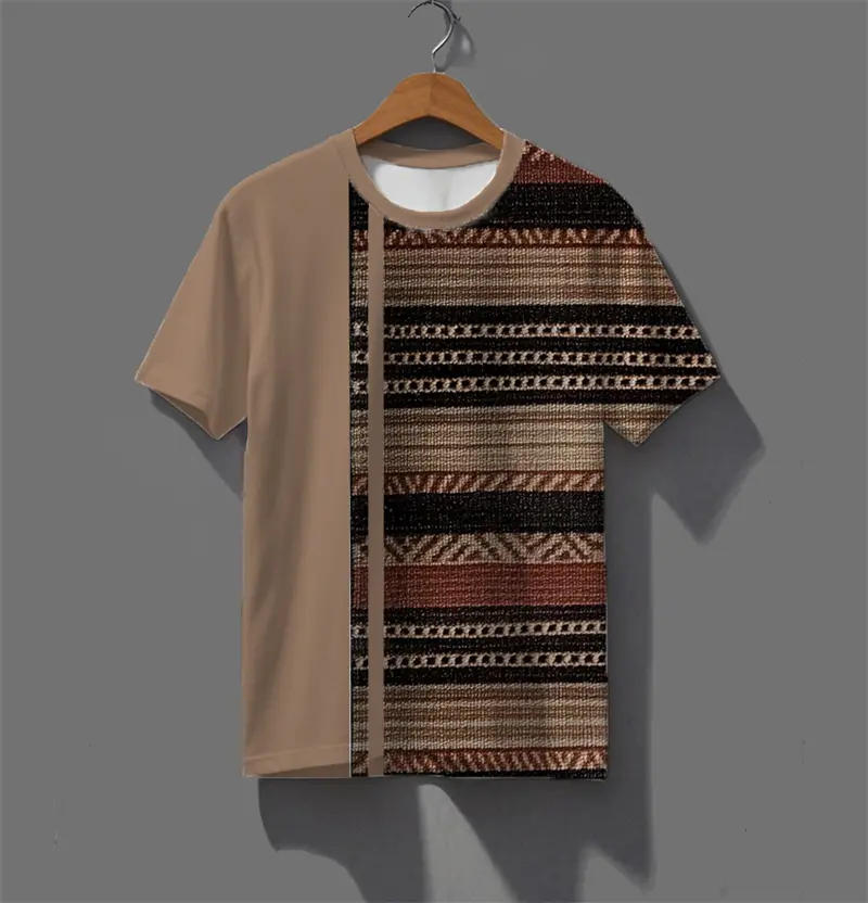 Retro Ethnic Style Pattern T Shirts For Men Summer Casual Short Sleeve 3D Printed Crew Neck Tees Loose Streetwear Breathable Top