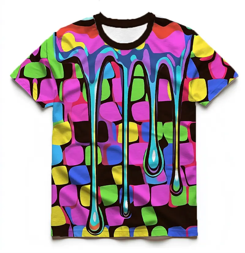 Colorful Rainbow Graffiti Graphic T Shirts For Men Summer Fashion Streetwear Short Sleeve 3D Printed T-shirts Casual Loose Tees