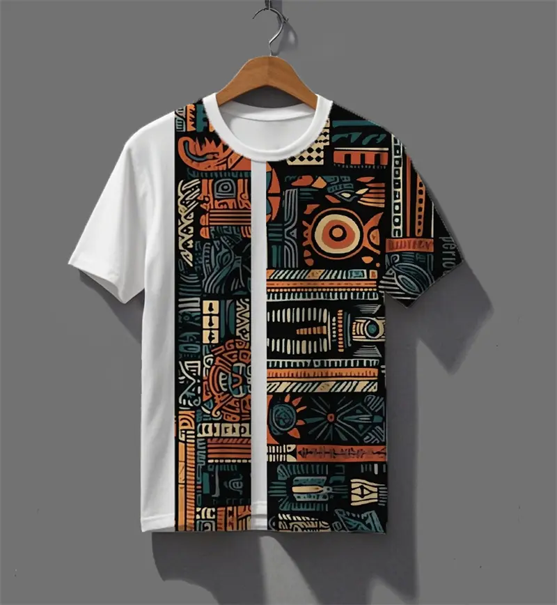 Retro Ethnic Style Pattern T Shirts For Men Summer Casual Short Sleeve 3D Printed Crew Neck Tees Loose Streetwear Breathable Top