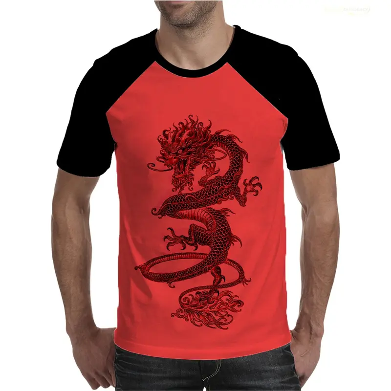 Trendy Dragon Graphic T Shirts For Men Simple Fashion Short Sleeve 3D Printed Summer T-shirts Cool Streetwear Oversized Tees