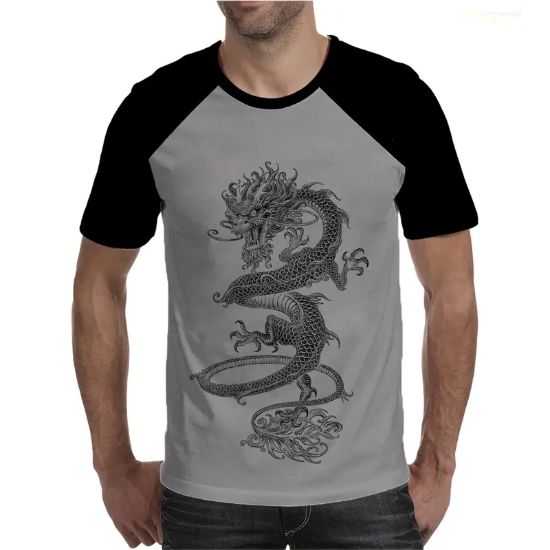 Trendy Dragon Graphic T Shirts For Men Simple Fashion Short Sleeve 3D Printed Summer T-shirts Cool Streetwear Oversized Tees