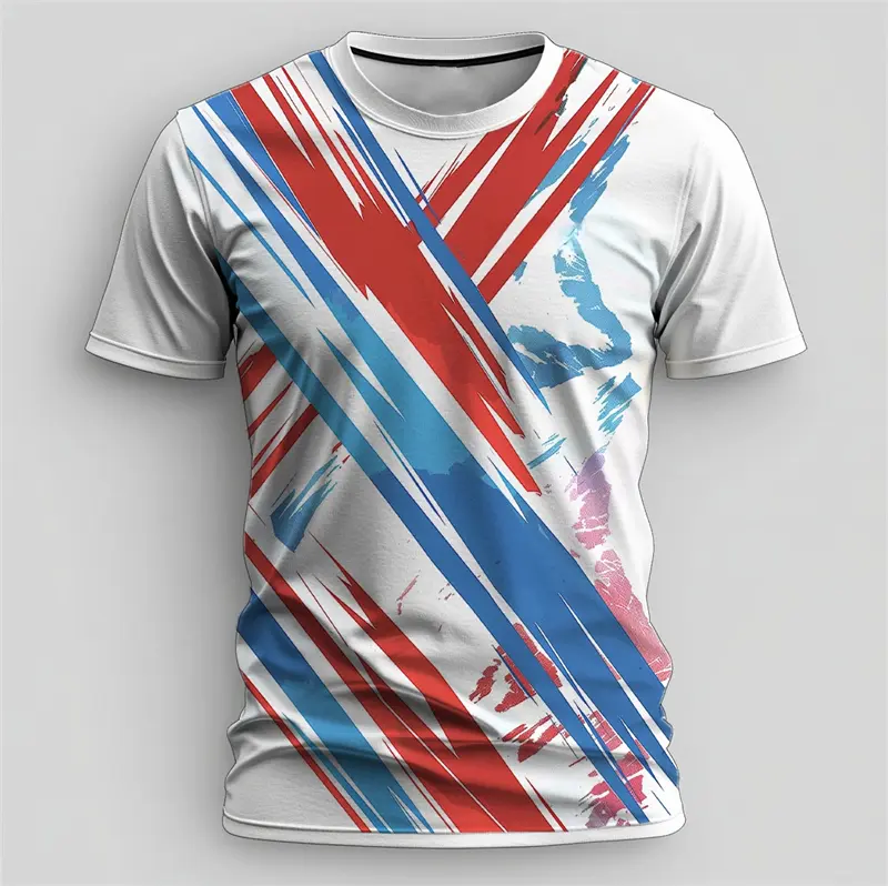 Simple Graffiti Line Pattern Sports T Shirts For Men Summer Fashion Short Sleeve 3D Printed Fitness T-shirt Loose Quick Dry Tees