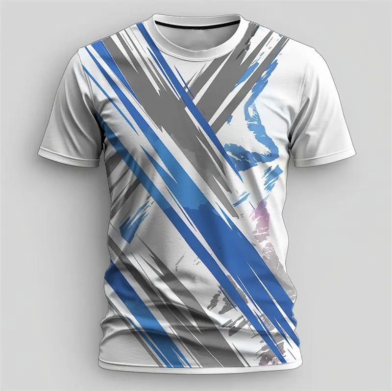 Simple Graffiti Line Pattern Sports T Shirts For Men Summer Fashion Short Sleeve 3D Printed Fitness T-shirt Loose Quick Dry Tees