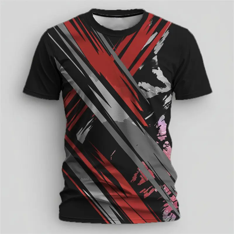 Simple Graffiti Line Pattern Sports T Shirts For Men Summer Fashion Short Sleeve 3D Printed Fitness T-shirt Loose Quick Dry Tees