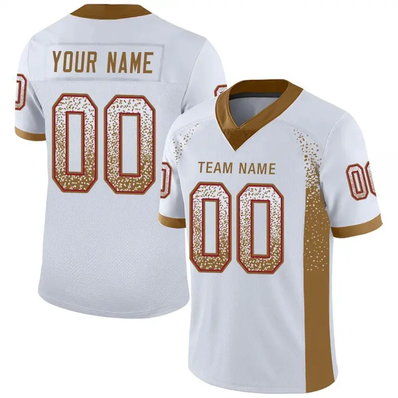 White Color Drift Fashion Football T Shirts For Men Custom Name Team Name Number V Neck Rugby T Shirts Casual Oversized Tops