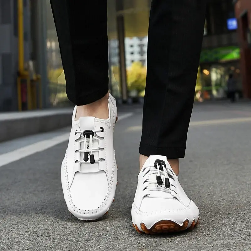 Men's Casual Shoes Cow Leather White Sneakers Outdoor Shoes Men Loafers Vintage Slip On Designer Flats Leisure Plus Size 38-47