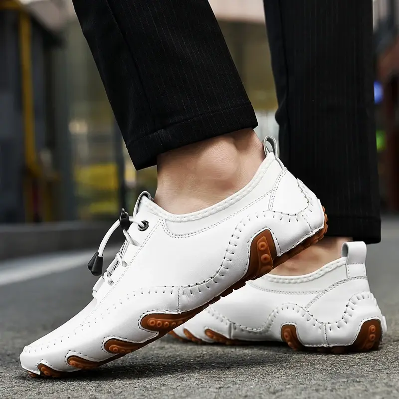 Men's Casual Shoes Cow Leather White Sneakers Outdoor Shoes Men Loafers Vintage Slip On Designer Flats Leisure Plus Size 38-47