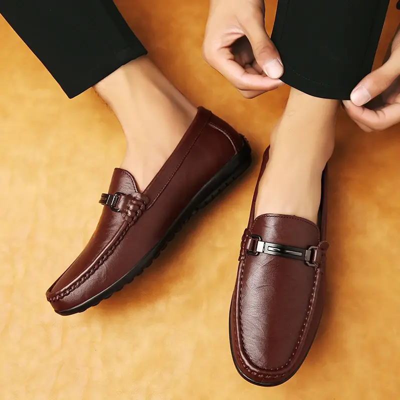 Men's Loafers Genuine Leather Men Shoes Handmade Male Casual Driving Flats Leisure Slip-on Comfy Moccasins Soft Business Shoes