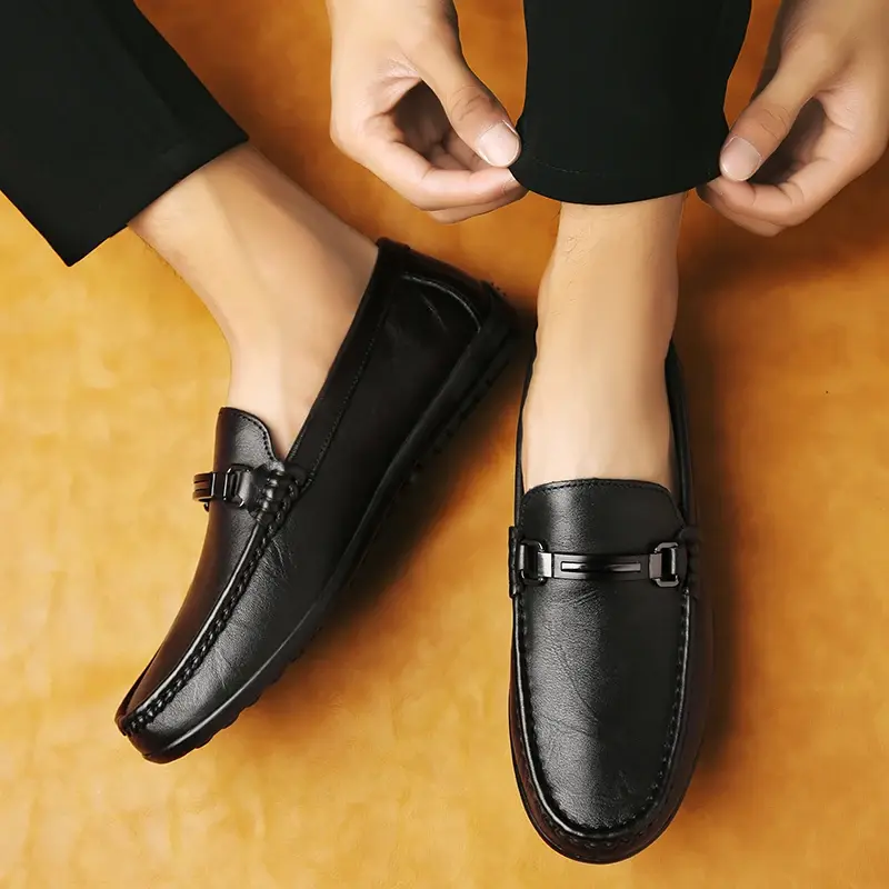 Men's Loafers Genuine Leather Men Shoes Handmade Male Casual Driving Flats Leisure Slip-on Comfy Moccasins Soft Business Shoes