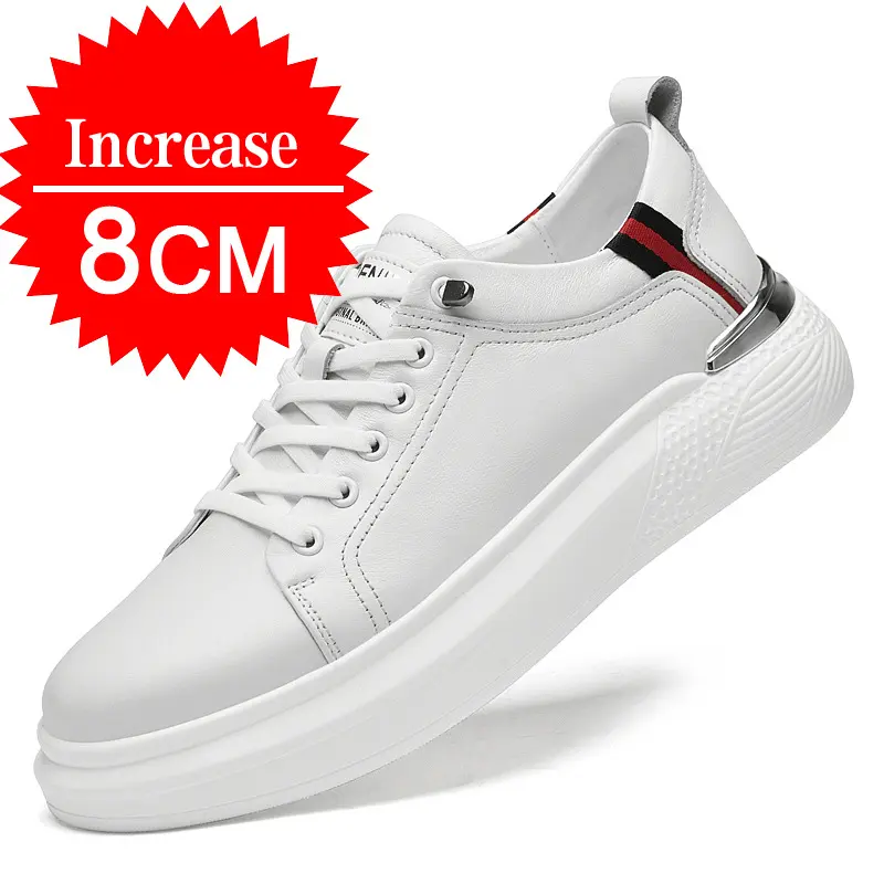 2024 Men's Genuine Leather Sneakers Elevator Shoes Invisible Breathable Heightening Shoes 8/10cm Men's Casual Fashion Sneakers