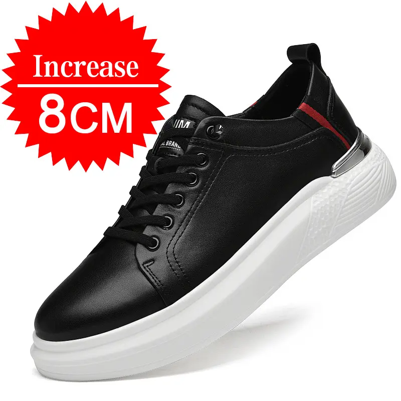 2024 Men's Genuine Leather Sneakers Elevator Shoes Invisible Breathable Heightening Shoes 8/10cm Men's Casual Fashion Sneakers