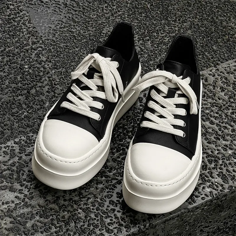2025 British Style Chunky Sole Sneakers Men Oxford-Inspired Platform Shoes 38-46 Casual Shoes with Cushion Insole for Streetwear