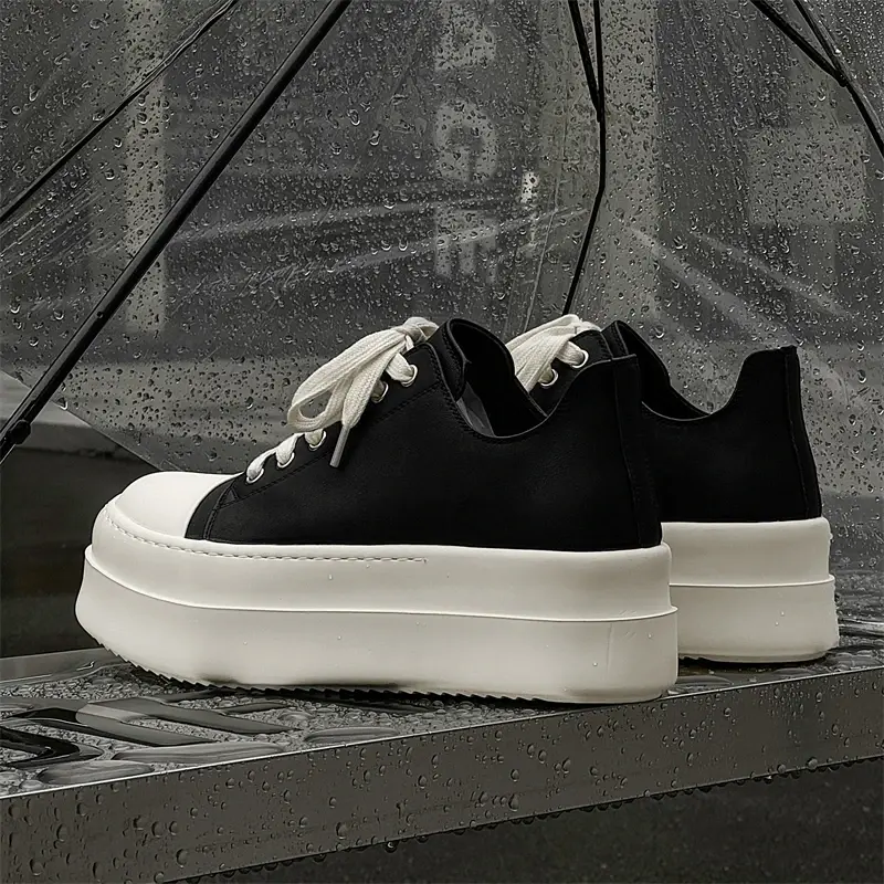 2025 British Style Chunky Sole Sneakers Men Oxford-Inspired Platform Shoes 38-46 Casual Shoes with Cushion Insole for Streetwear