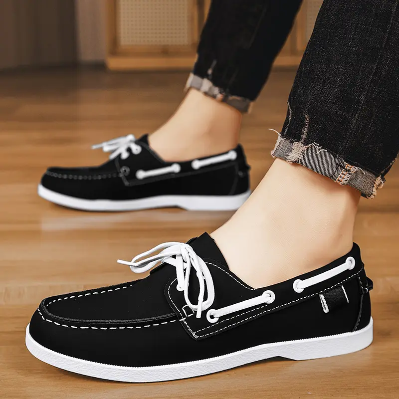 Lace-Up Fashion Men Loafers Slip on Flats Male Classic Boat Shoes Leather Hot Sale Men's Leisure Walk Men Wedding Dress Shoes