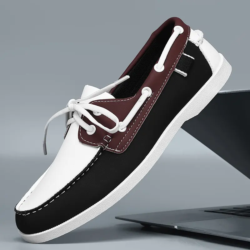 Lace-Up Fashion Men Loafers Slip on Flats Male Classic Boat Shoes Leather Hot Sale Men's Leisure Walk Men Wedding Dress Shoes