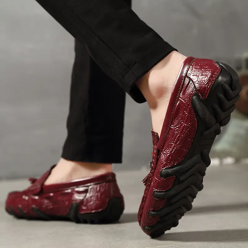 Men Genuine Leather Business Shoes Crocodile Pattern Loafers Fashion Moccasins Male Driving Flats Comfy Slip-On Man Casual Shoes