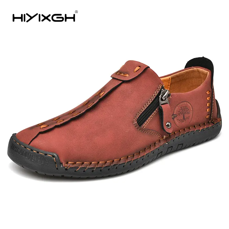 Handmade Leather Men Shoes Casual Slip On Loafers Breathable Leather Shoes Men Flats Hot Sale Moccasins Tooling Shoes Plus Size