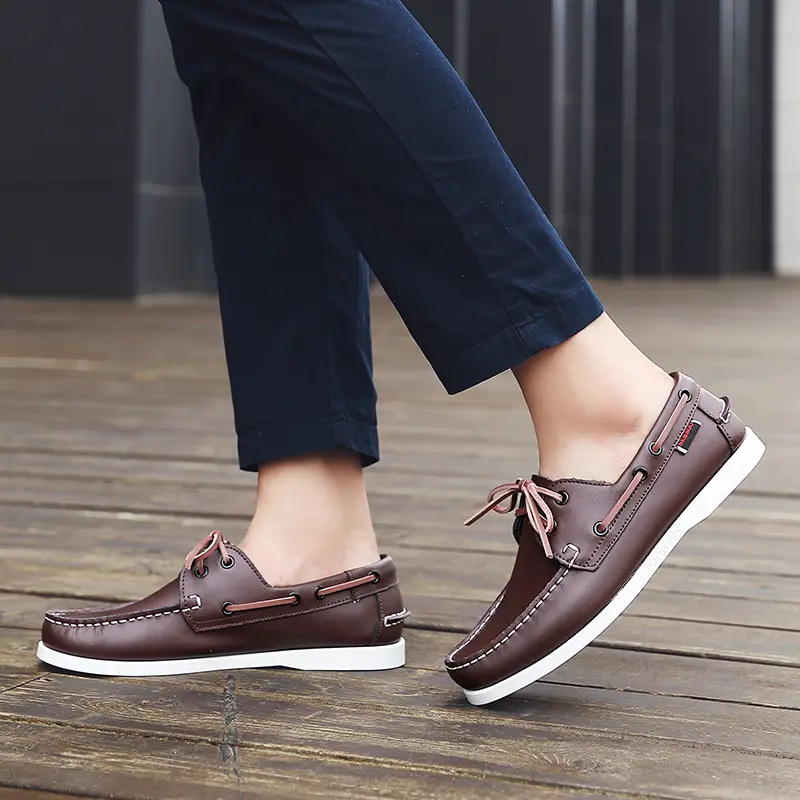 Gentle Man Shoe 2025 New Leather Fashion Shoes Classic Men Men Casual Shoes Lace-Up Flat Designer Flats Luxury Men's Boat Shoes