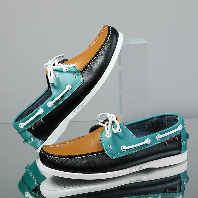 Gentle Man Shoe 2025 New Leather Fashion Shoes Classic Men Men Casual Shoes Lace-Up Flat Designer Flats Luxury Men's Boat Shoes