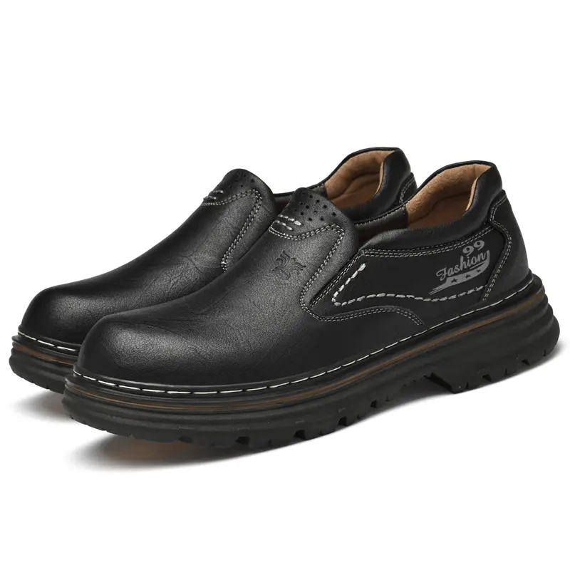 Vintage Style Men Genuine Leather Loafers Soft Rubber Man Casual Shoes Non-Slip Leisure Walk Footwear Classic Outdoor Drive Shoe