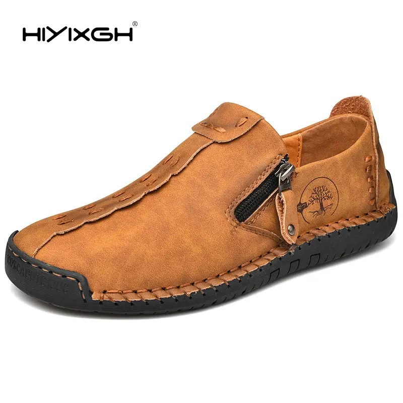 Handmade Leather Men Shoes Casual Slip On Loafers Breathable Leather Shoes Men Flats Hot Sale Moccasins Tooling Shoes Plus Size