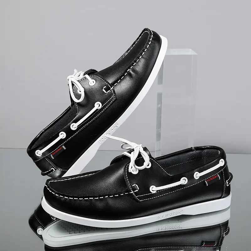 Gentle Man Shoe 2025 New Leather Fashion Shoes Classic Men Men Casual Shoes Lace-Up Flat Designer Flats Luxury Men's Boat Shoes