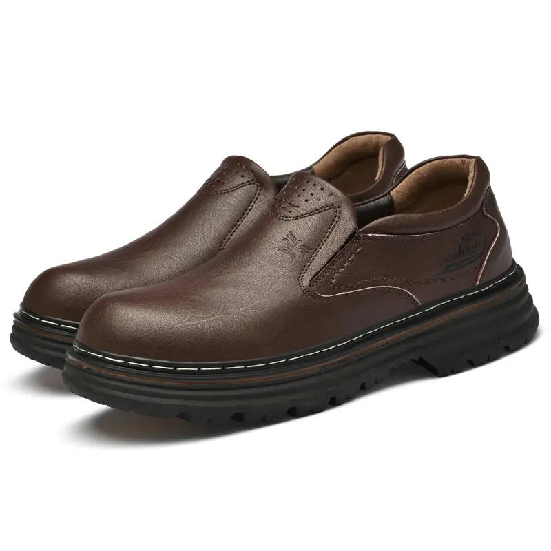 Vintage Style Men Genuine Leather Loafers Soft Rubber Man Casual Shoes Non-Slip Leisure Walk Footwear Classic Outdoor Drive Shoe