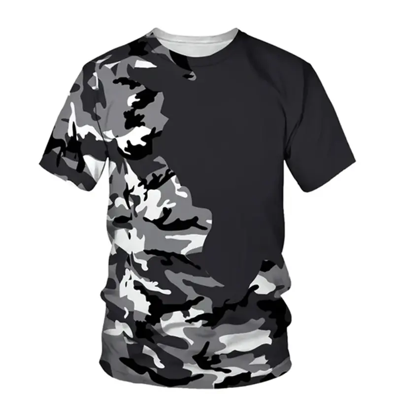 Simple Fashion Camouflage Graphic T Shirts For Men Summer Trendy Crew Neck 3D Printed T-shirts Casual Oversized Quick Dry Tees