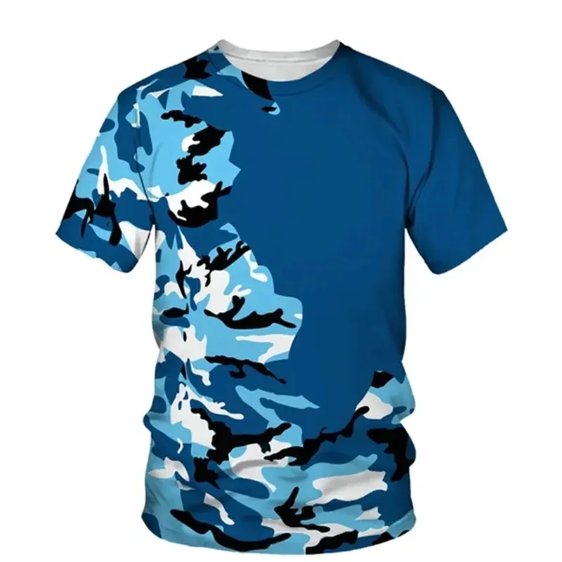 Simple Fashion Camouflage Graphic T Shirts For Men Summer Trendy Crew Neck 3D Printed T-shirts Casual Oversized Quick Dry Tees