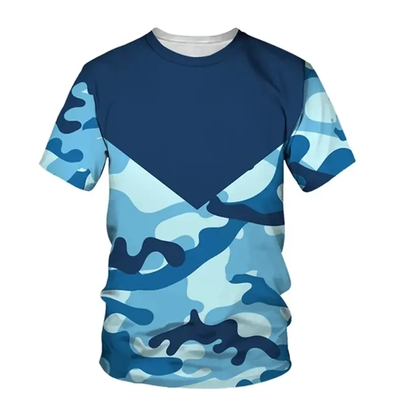 Simple Fashion Camouflage Graphic T Shirts For Men Summer Trendy Crew Neck 3D Printed T-shirts Casual Oversized Quick Dry Tees