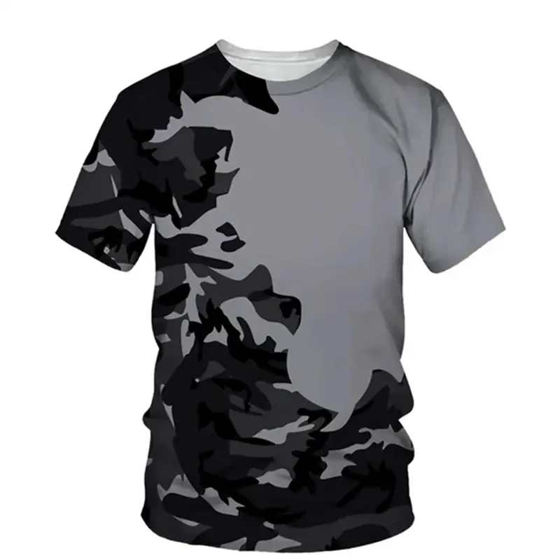 Simple Fashion Camouflage Graphic T Shirts For Men Summer Trendy Crew Neck 3D Printed T-shirts Casual Oversized Quick Dry Tees