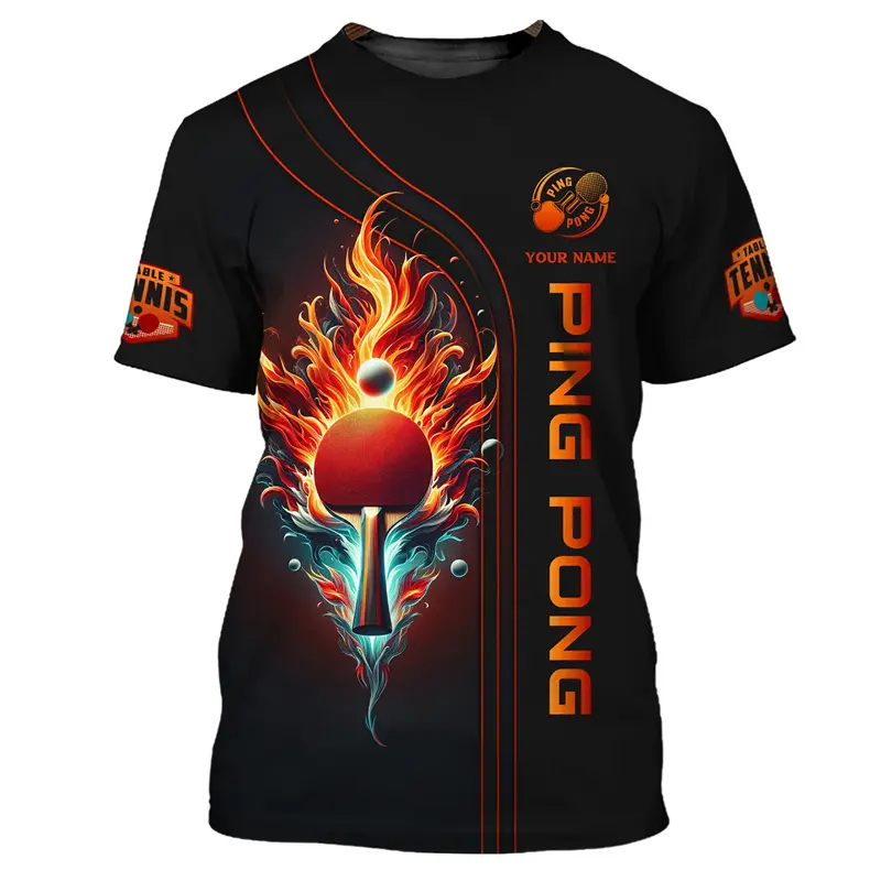 Fashion Ping Pong Graphic T Shirts For Men Summer Casual Short Sleeve Custom Name 3D Print Sports T-shirts Loose Breathable Tees