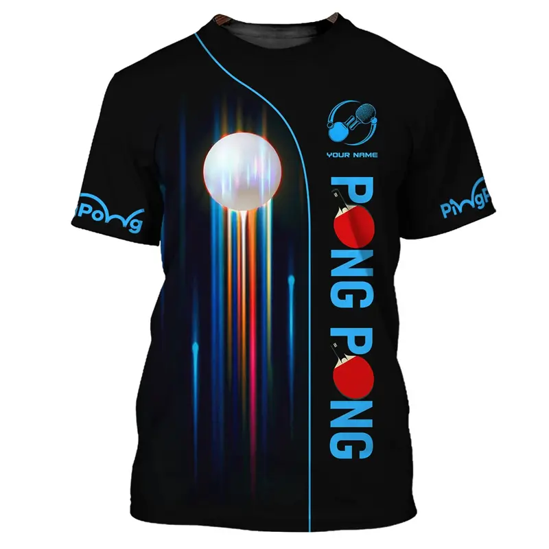 Fashion Ping Pong Graphic T Shirts For Men Summer Casual Short Sleeve Custom Name 3D Print Sports T-shirts Loose Breathable Tees