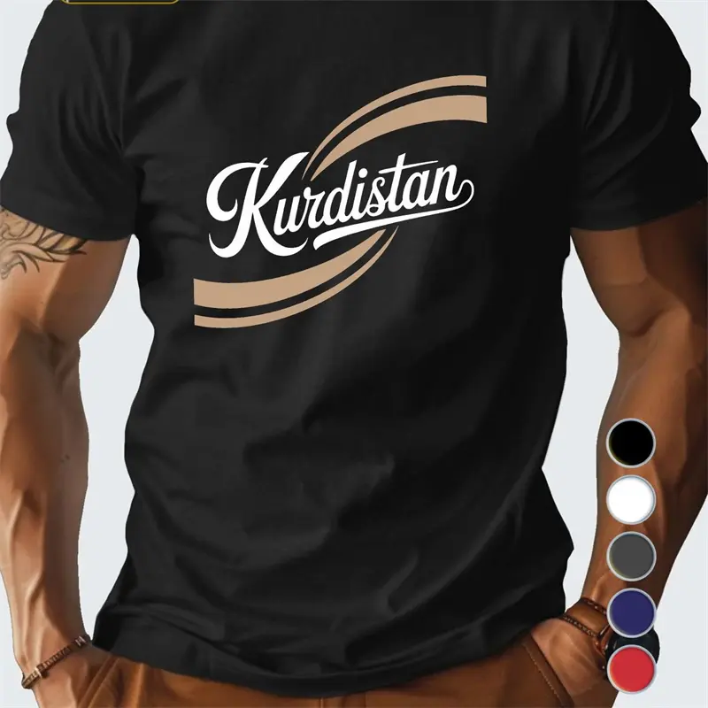 Simple Kurdistan Letters T Shirts For Men Summer Fashion Short Sleeve 3D Printed National T-shirts Loose Streetwear O Neck Tees