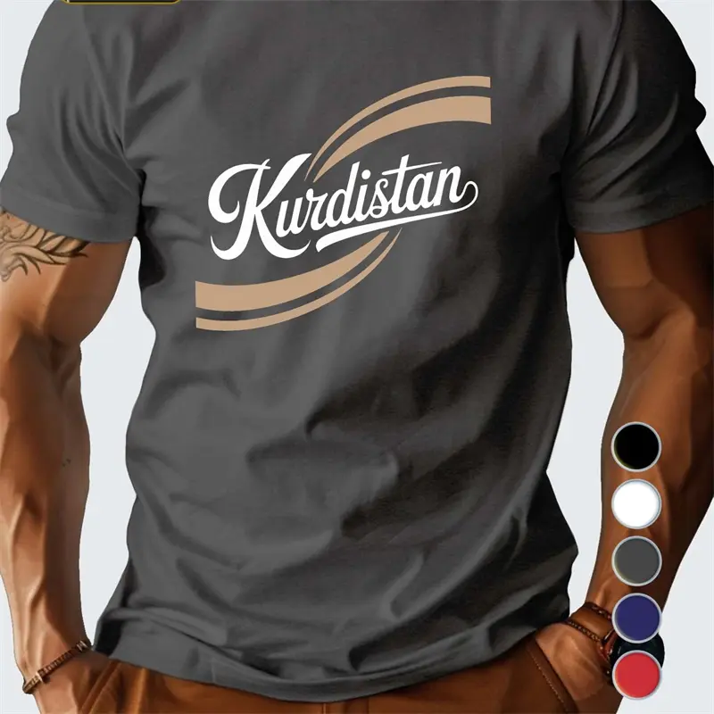 Simple Kurdistan Letters T Shirts For Men Summer Fashion Short Sleeve 3D Printed National T-shirts Loose Streetwear O Neck Tees