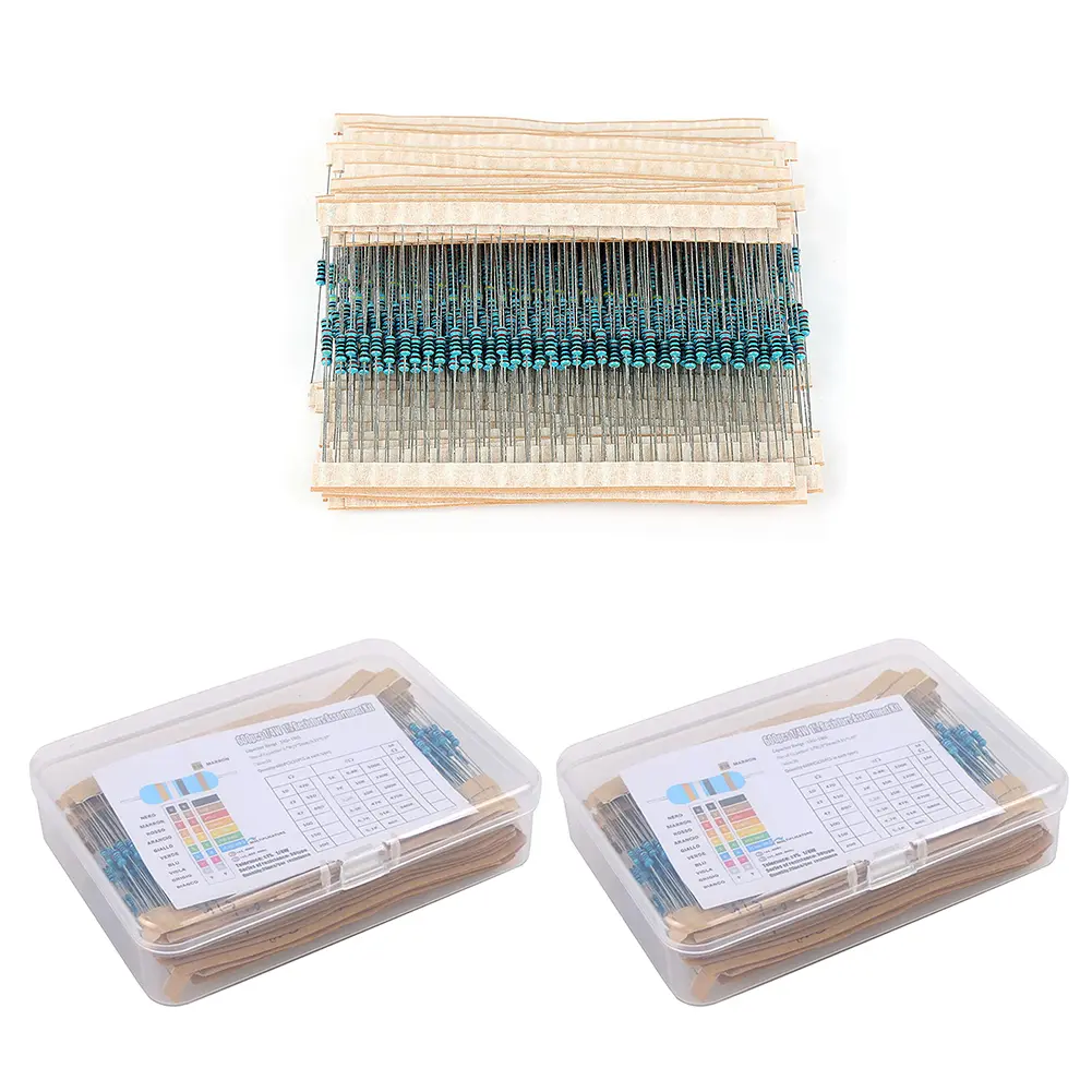 300/600pcs Metal Film Resistor Pack Assorted Kit 30 Kinds 10R-1M Resistance 1/4W 1% Mixed Metal Film Resistance Pack