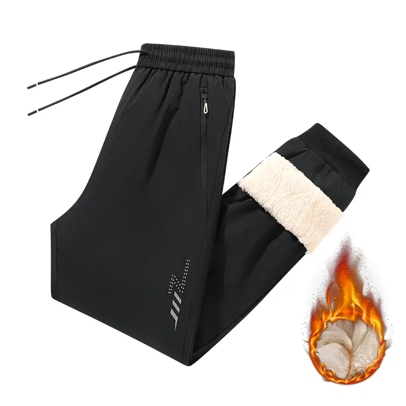 Autumn Winter Casual Pants Man's Thicken Warm High Waist Drawstring Pants Fashion Plus Velvet Straight Trousers Trend Streetwear