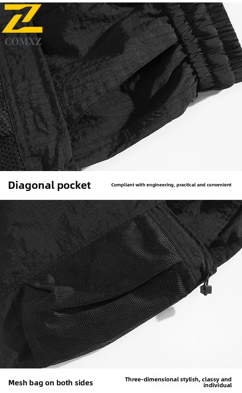 2025 New Men's Shorts Quick Drying Breathable Lightweight Large Pocket Sports Shorts Elastic Waist Outdoor Camping Hiking Shorts