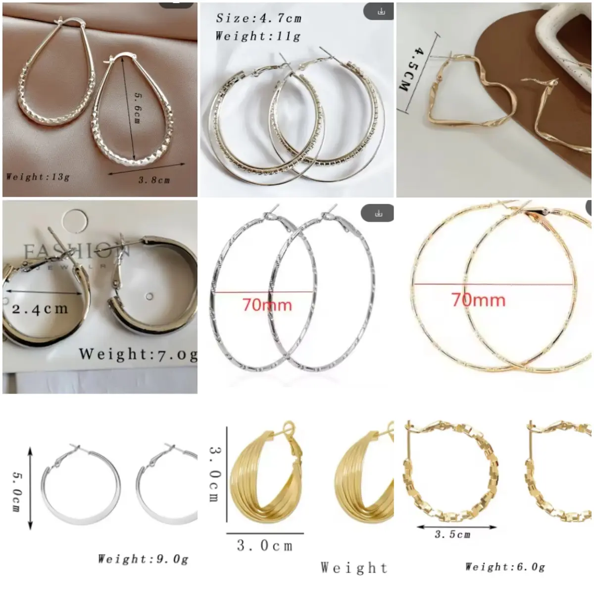 Big Round Circle Dangle Earrings for Women Wedding Party Simple Personality Jewelry Punk Golden Metal Hoops Geometry Ear Jewelry